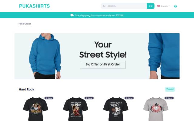 Pukashirts storefront