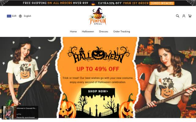Pumpkinspell storefront