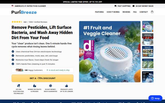 Remove Pesticides, Lift Surface Bacteria, and Wash Away Hidden Dirt From Your Food storefront