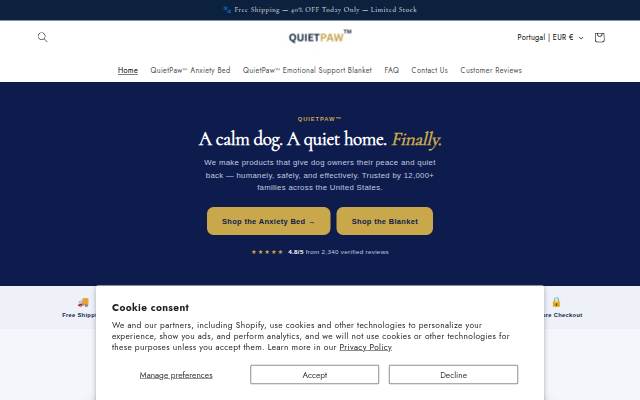 QuietPaw storefront