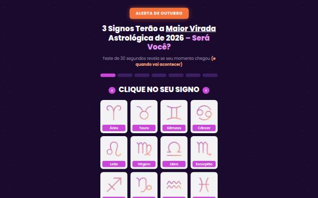 Startseite von Teste dos Signos GRÁTIS (100% Personalizado)