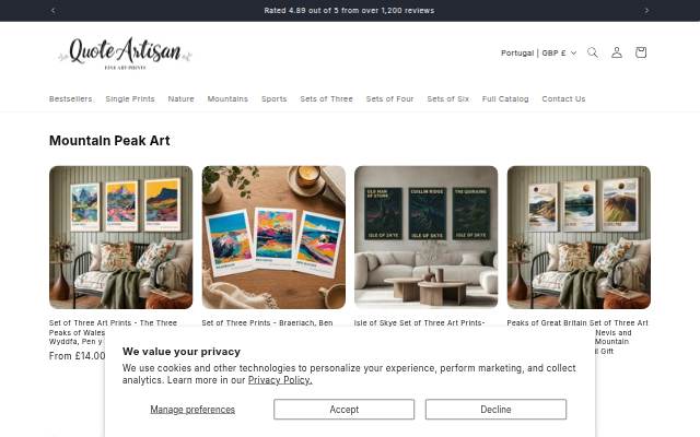 Startseite von Quote Artisan