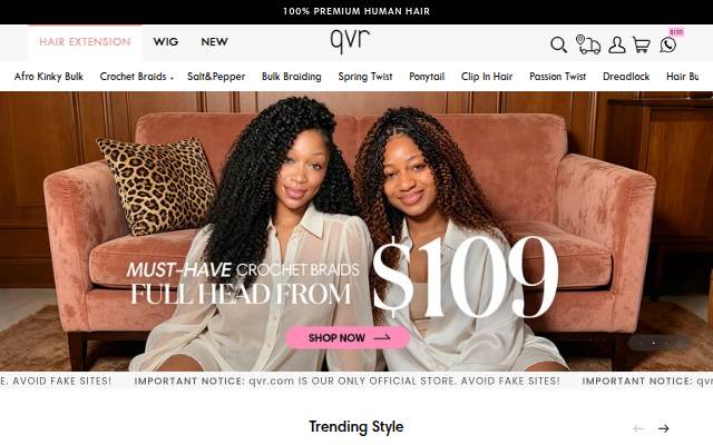 QVR Hair storefront