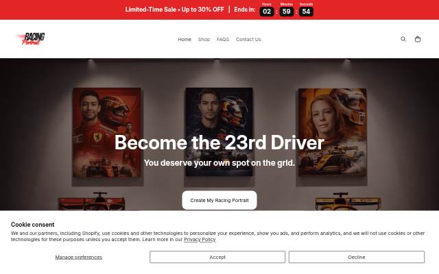 Racing Portrait storefront