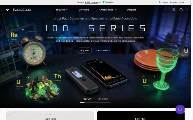 Startseite von Radiacode: Pocket Radiation Detectors &amp; Spectrometers