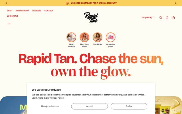 RAPID TAN storefront