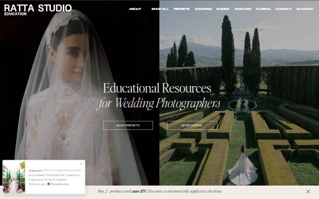 Vitrine de Wedding Photography Presets & Guides