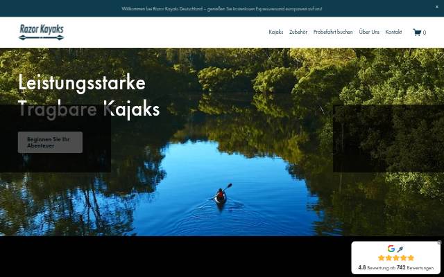 Razor Kayaks storefront