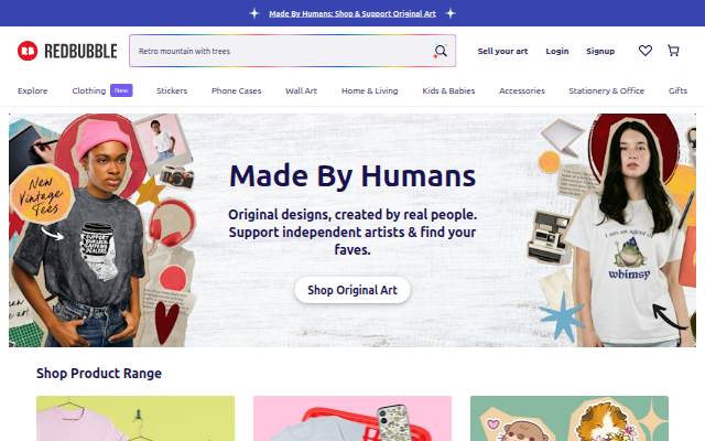 Redbubble storefront