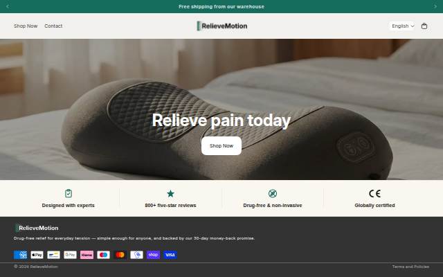 RelieveMotion storefront