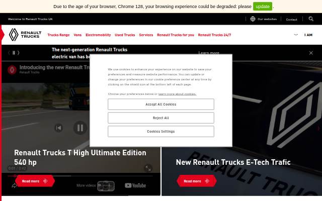 Startseite von Renault Trucks UK : truck &amp; LCVs for many industries