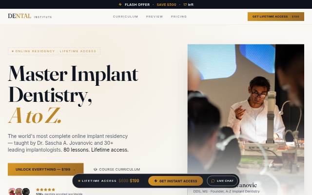 Montra da A‑Z Implant Dentistry Residency — Master Implants with Dr. Sascha Jovanovic