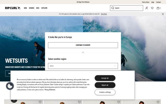 Rip Curl storefront