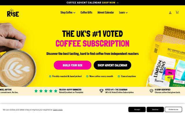 Escaparate de RISE coffee box