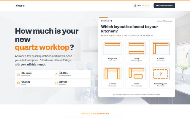 Startseite von Roann Landing Page
