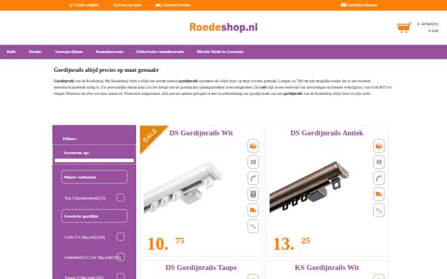 Gordijnrails en Roedes bestel je hier! Precies op maat storefront