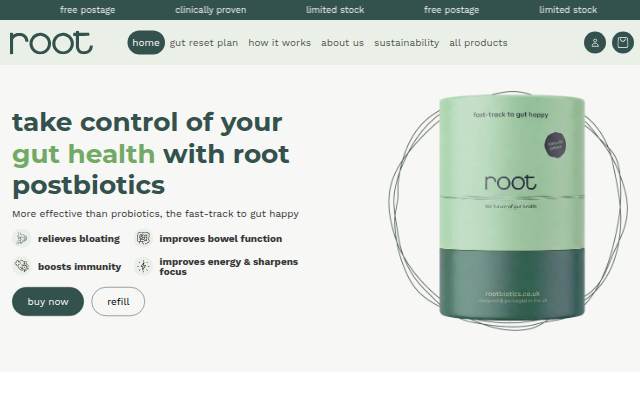 Startseite von Root Biotics