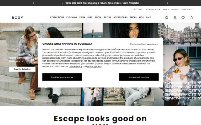 Startseite von Roxy: Surf, Snowboard, clothing and accessories