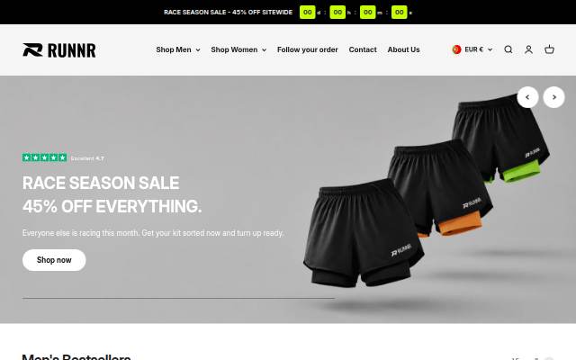 RUNNR Activewear storefront