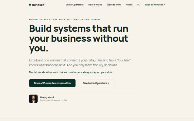 RunItself. Systems that run your business without you storefront