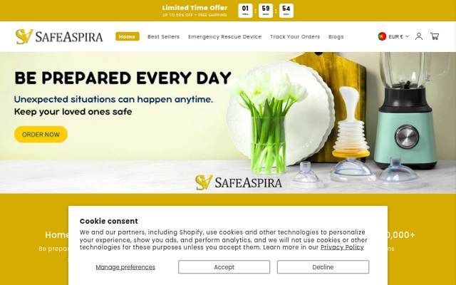SafeAspira | Home Safety &amp; Emergency Preparedness Tools storefront
