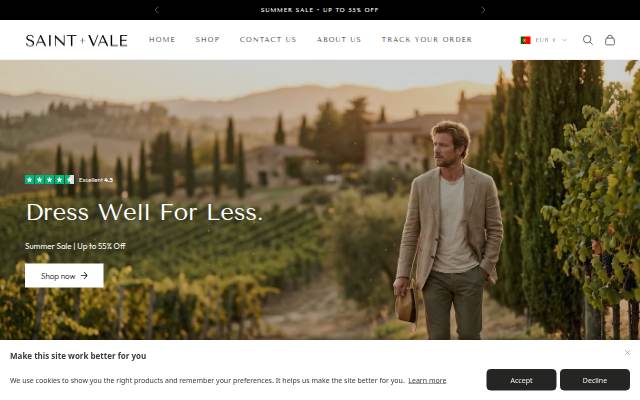 Saint + Vale storefront
