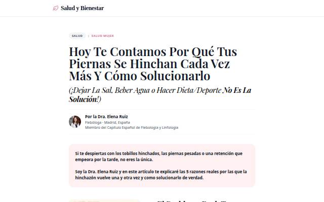 Startseite von Salud Y Bienestar
