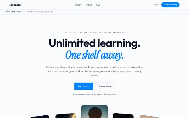 Sapienbase — Unlimited learning, always streaming storefront