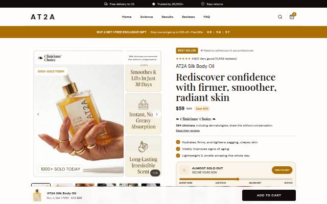 AT2A Silk Body Oil — Firm, Smooth &amp; Radiant Skin storefront