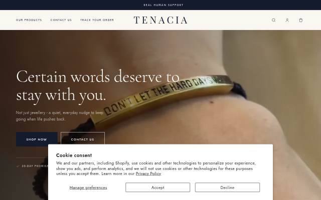 TENACIA storefront