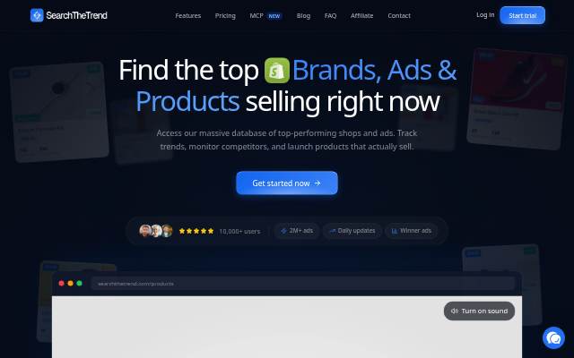 SearchTheTrend — Find the top Shopify Brands, Ads &amp; Products selling right now storefront