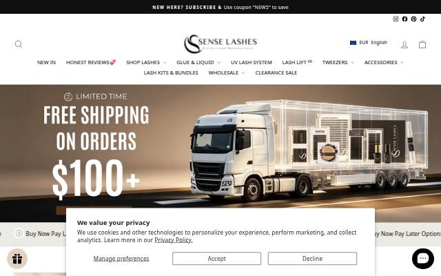 SENSELASHES storefront