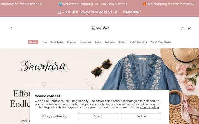 Sewnara.com storefront
