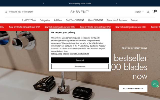 Startseite von SHAVENT