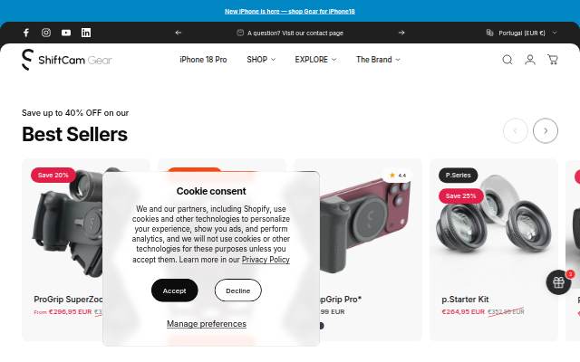 ShiftCam Gear storefront