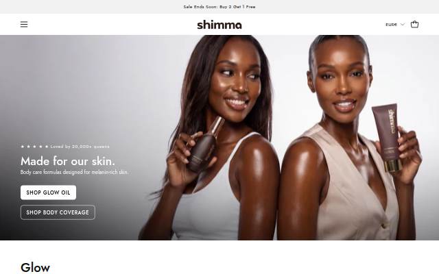 Startseite von Shimma