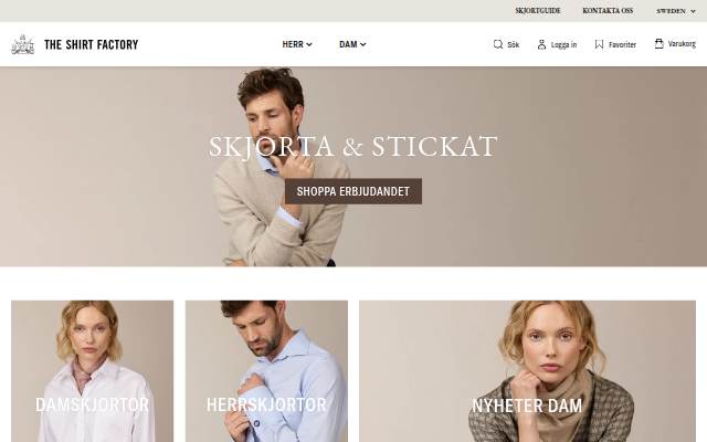 Startseite von Handla högkvalitativa skjortor hos The Shirt Factory!