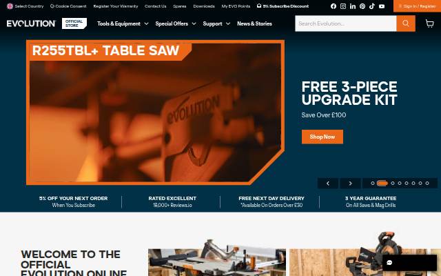 Evolution Power Tools UK storefront