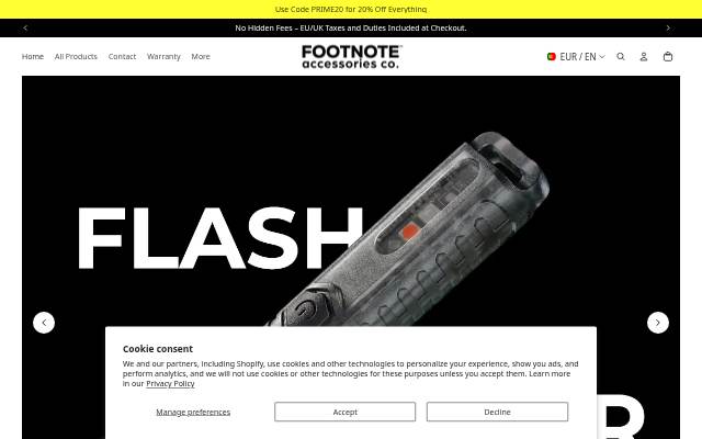 Escaparate de Footnote Accessories Co.