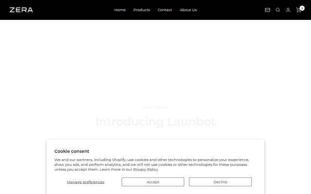 Startseite von ZERA Shop