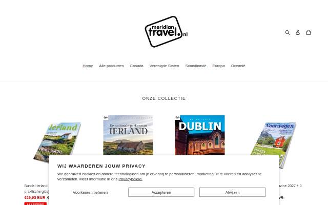 Meridiantravel.nl storefront