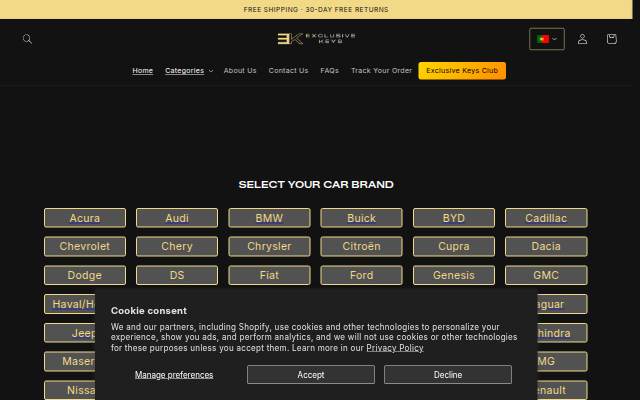 Shop Exclusive Keys storefront