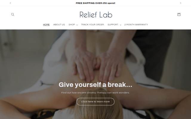 Relief Lab storefront