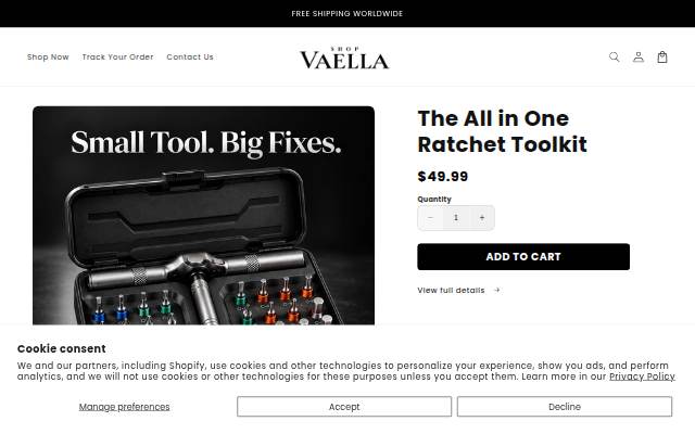 Startseite von Shop Vaella