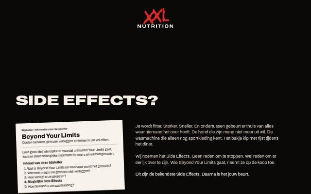 Startseite von Side Effects · XXL Nutrition