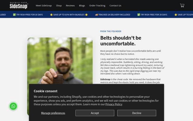 Buckle-Free SideSnap storefront