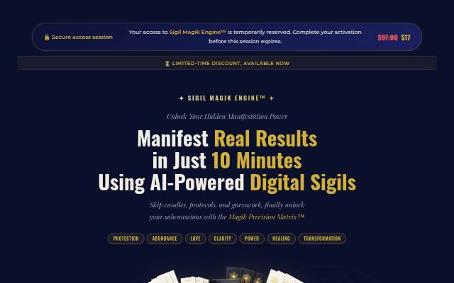 Startseite von Sigil Magik Engine™ — Manifest Real Results in 10 Minutes