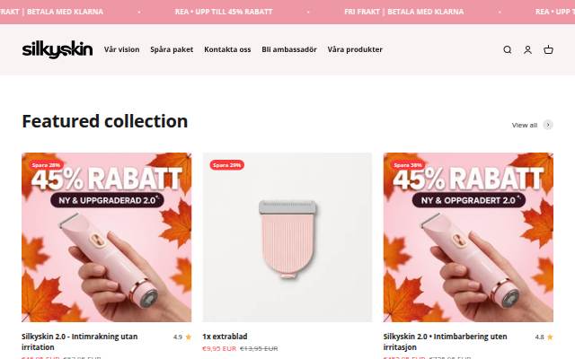 Startseite von SilkySkin