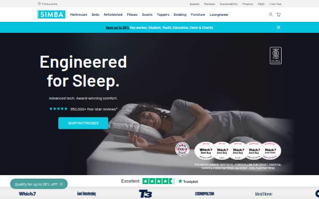 Simba Sleep storefront