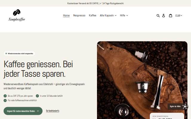 Simplecoffee storefront